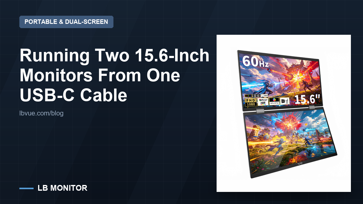 LB D16 portable dual monitor, stacked 15.6-inch dual screen